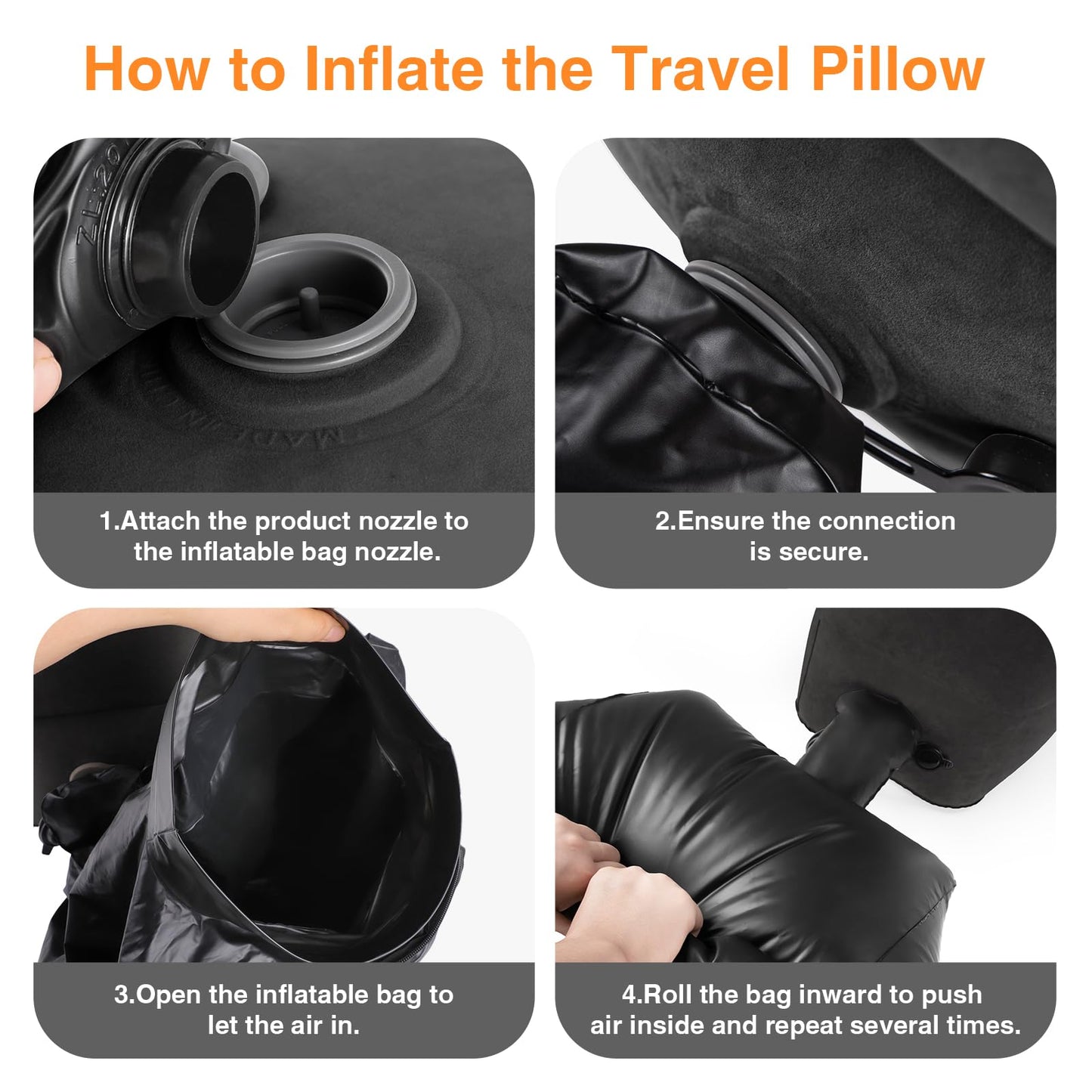 Maliton Inflatable Airplane Foot Rest with Pump Bag (Black, 1 Pack)