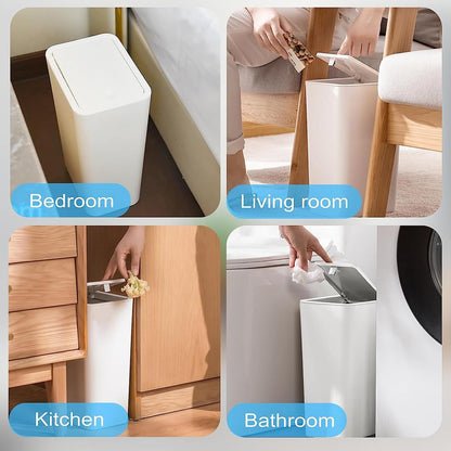 Umtiti 3 PCS 10 L / 2.6 Gal Garbage Can with Pop-up Lid.Small Trash Can with Lid, Waste Basket for Kitchen, Bedroom, Office，Bathroom. WH-3pcs