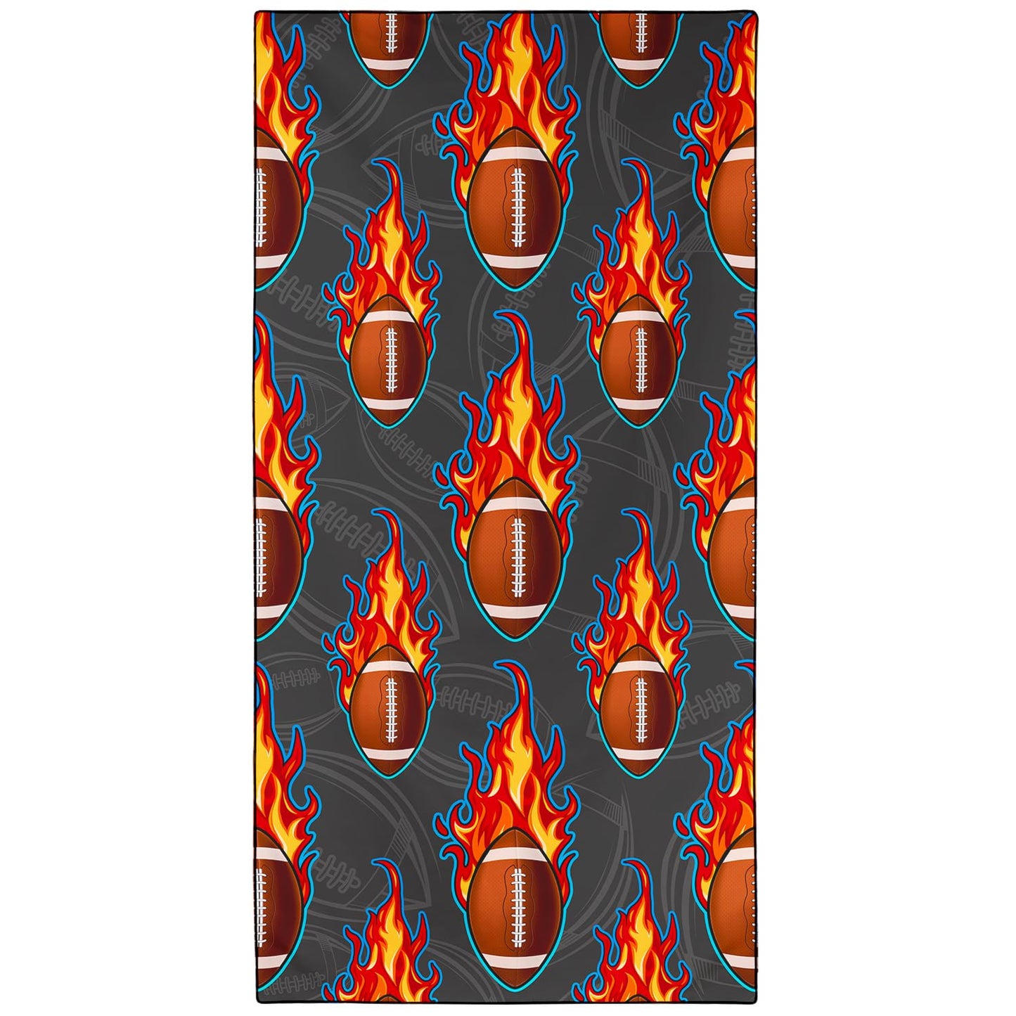 Violetpos Flaming American Football Beach Towel, Extra Large 180x90 cm 250GSM Microfibre, Sand Free Quick Dry