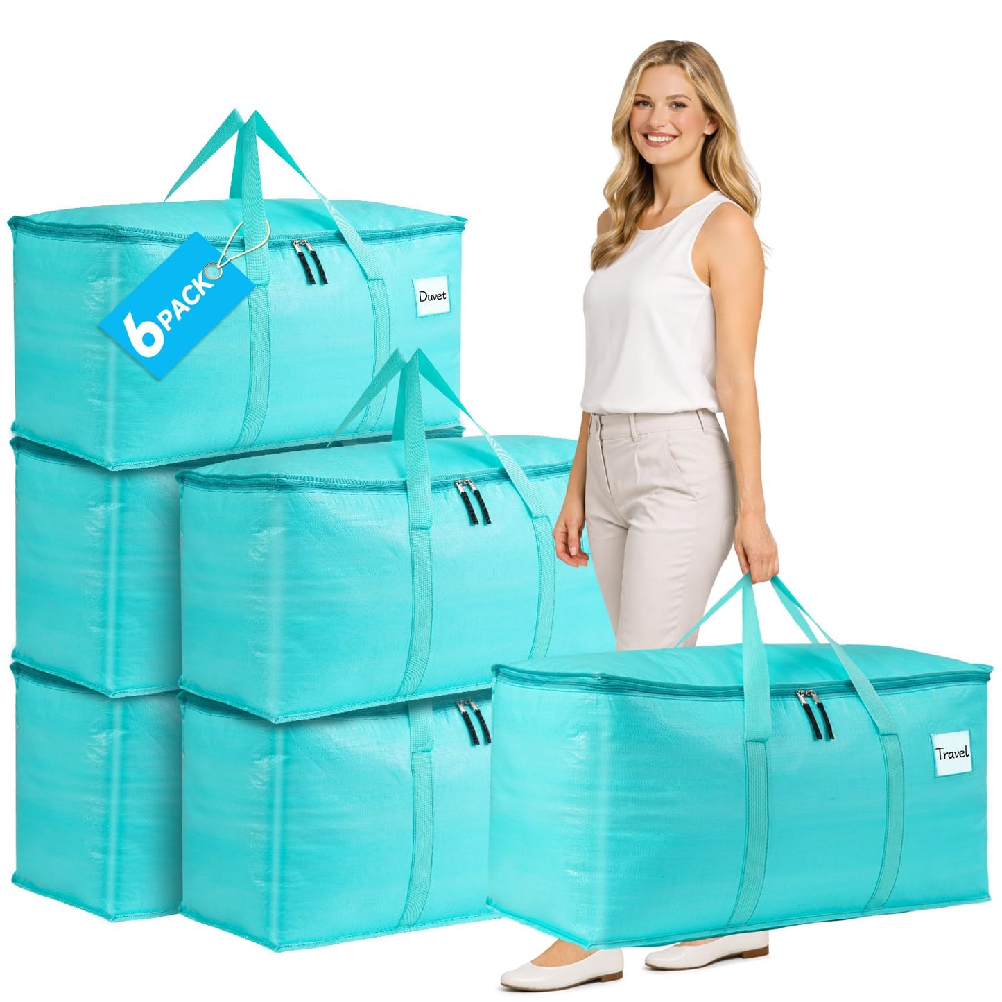 Averrex 6 Pack 96L Heavy Duty Moving Bags, Waterproof Large Storage bags