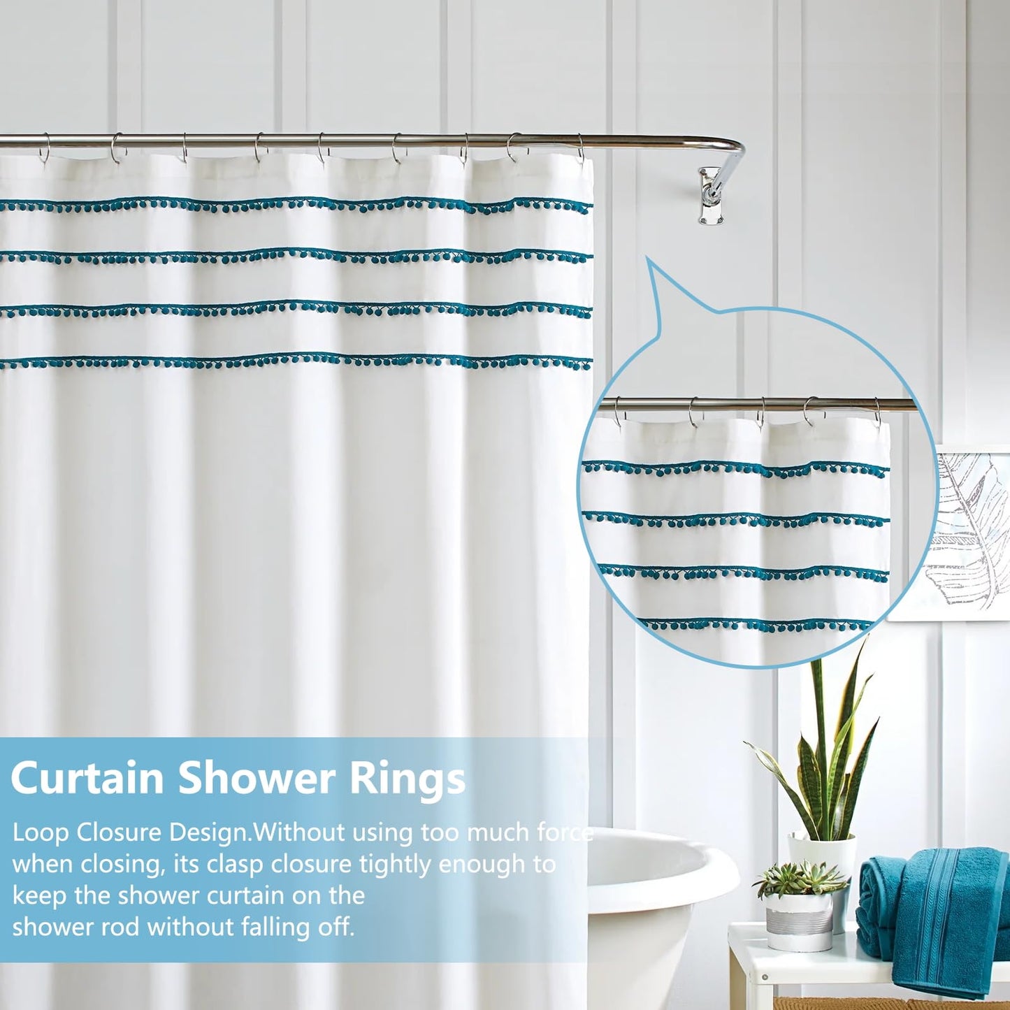 40 Pieces Large Shower Curtain Rings, Metal Curtain Ring