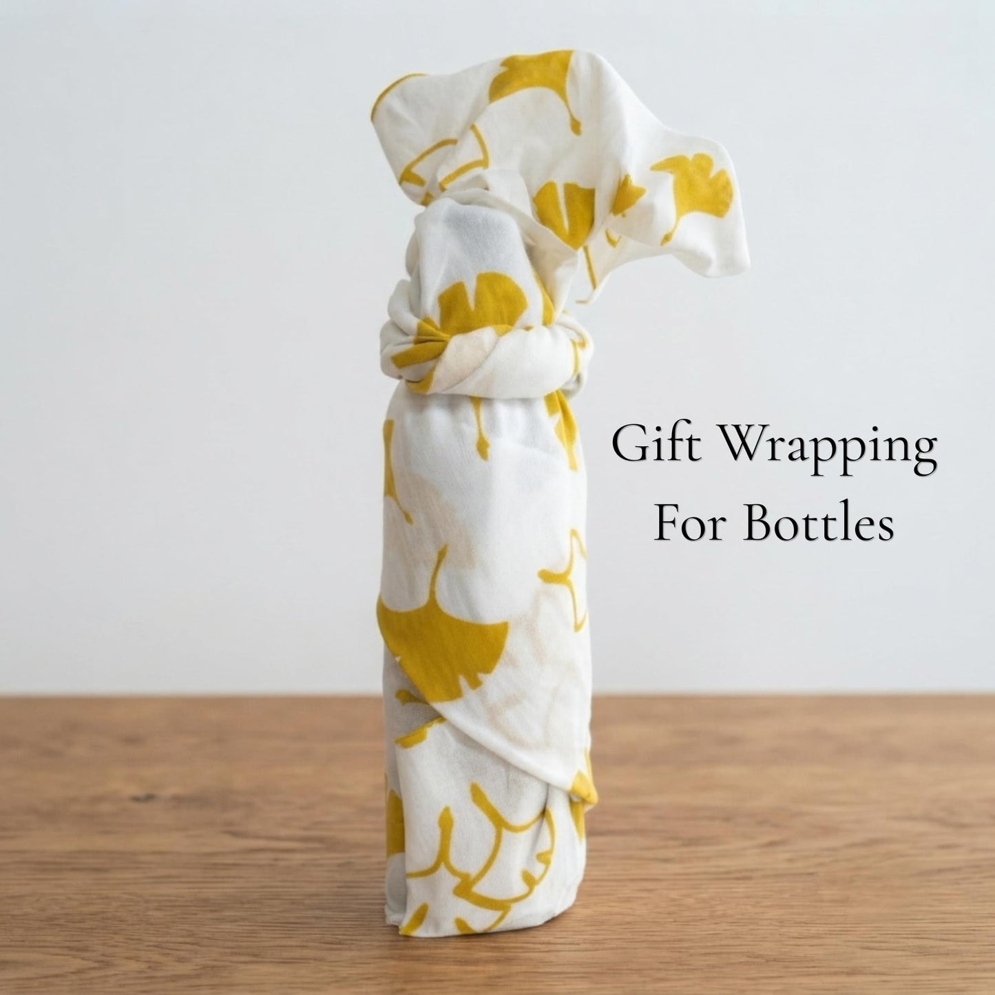 Japanese Tenugui Towel, 34.64"L x 12.99"W, Gingko (Icho) Yellow on White