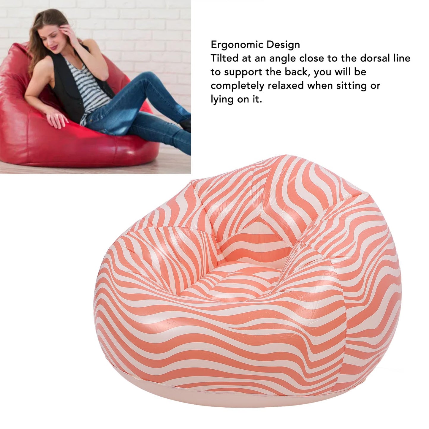 Sxhlseller Inflatable Bean Bag Chairs, Portable Folding Blow Up Sofa, Lazy Chair for Living Room Gaming Bedroom