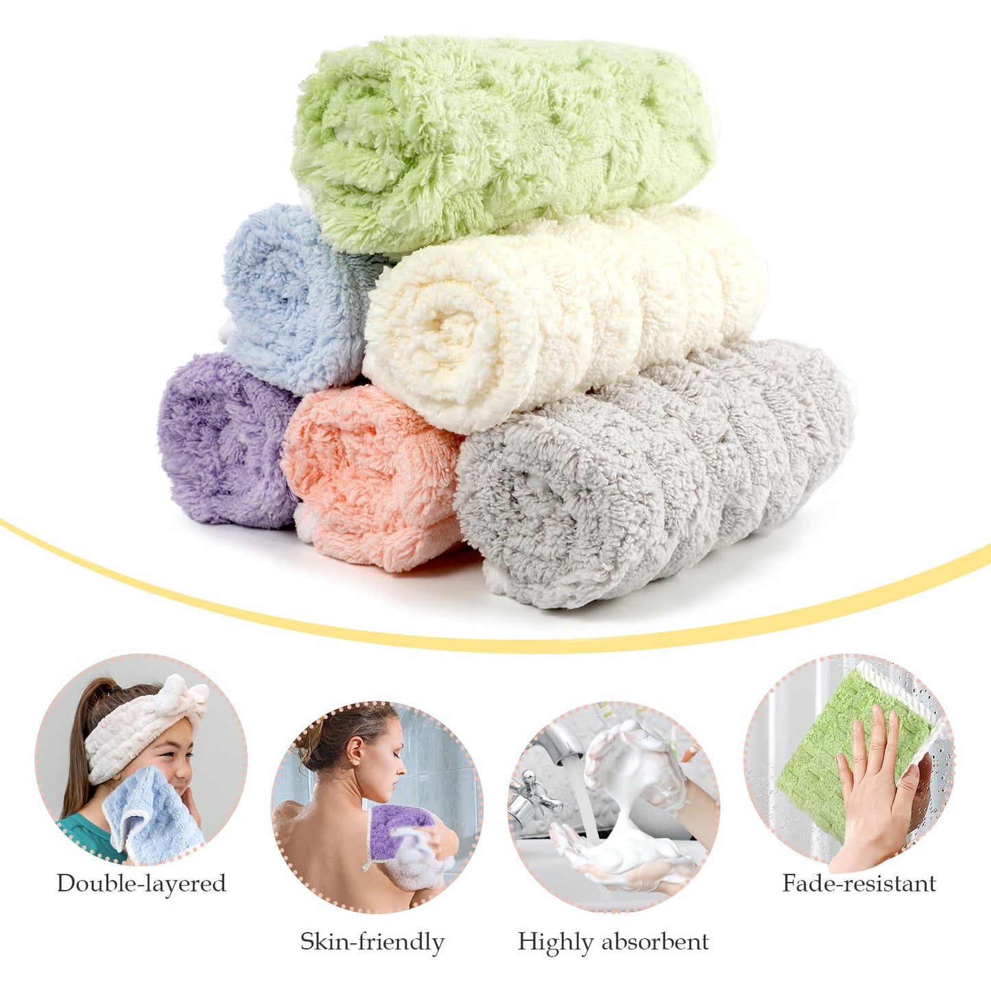 PHOGARY Flannel Face Cloth Pack 6, Reusable Microfibre Face Cloth, Makeup Remover Cloth Cleansing Cloths for Face