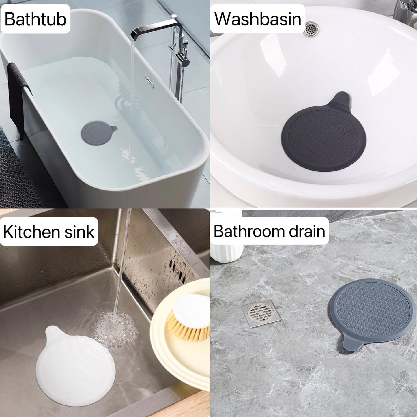 3 Pack Silicone Bathtub Stopper, 6" Diameter Universal sink plug, Kitchen sink drain plug, Washbasin Drain Stopper