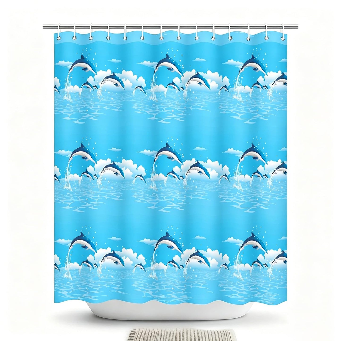 HUANYO Shower Curtain Mould Proof Resistant, 180 x 200cm Waterproof Bathroom Bathtub Curtain with 14 Hooks, One Piece per Set for Bath