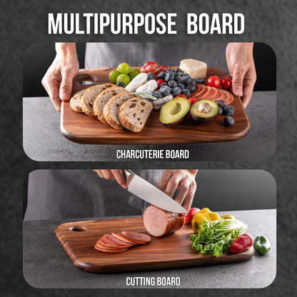 Wood Chopping Boards for Kitchen, James.F Large Acacia Wooden Heavy Duty Chopping Board, Wooden Cutting Boards Serving Boards with Hang Hole for Meat,