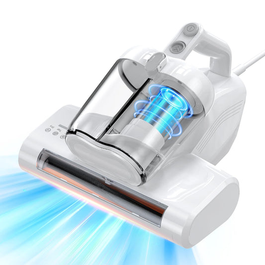 JPHYLL Mattress Vacuum Bed Vacuum Cleaner with 253.7nm UV-C Light 16Kpa Suction 40000 Rpm/Min Brushroll Rotation HEPA Filter Heating Mite Removal