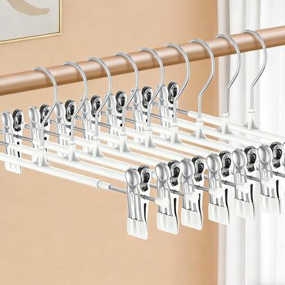 10 Pack Trouser Hanger, 30cm Pants Hangers Space Saving Skirt Hangers with Adjustable Clips,Heavy Duty Clothes Coat Garment Jeans Hangers