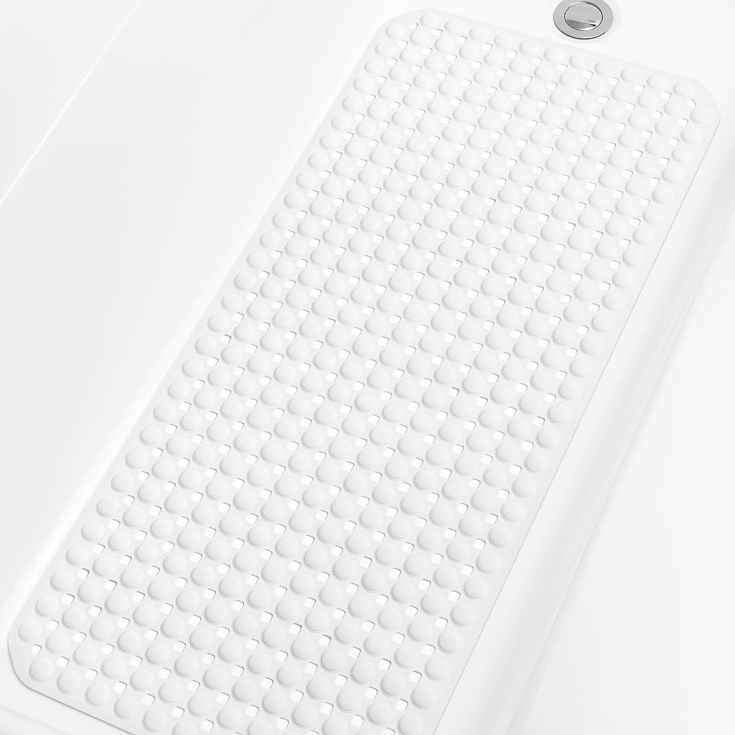 Yolife Bathtub Mat Non Slip, 91x41 CM Bath Tub Shower Mat for inside Shower Bathroom, Suction Cups and Drain Holes for Feet Scrubbing, Machine