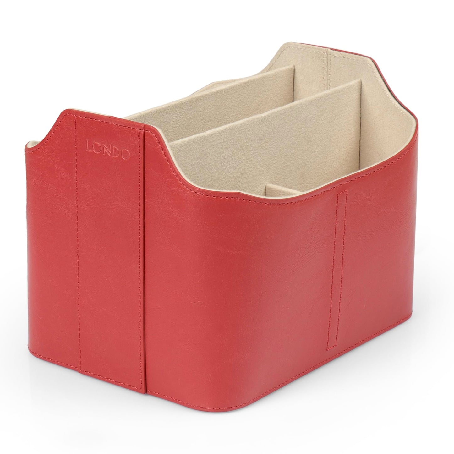 LONDO Leather Remote Control Organizer Caddy with Tablet Holder - 4 Pockets - Fits Apple TV, Roku, iPad