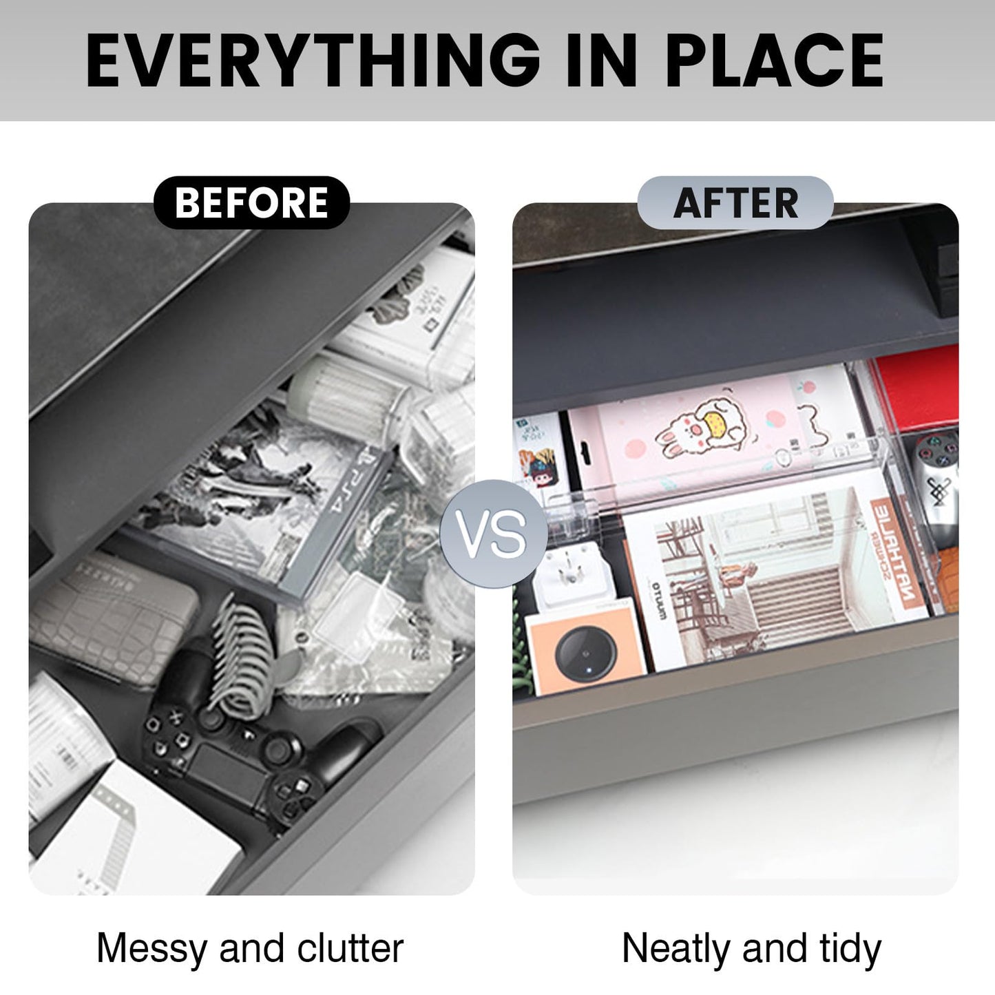 Yyyuluo 2 Pack 3.1" High Profile Drawer Dividers Organisers - Adjustable 10.8"-20.5" Width, Clear Plastic for Underwear, Socks, Baby Essentials