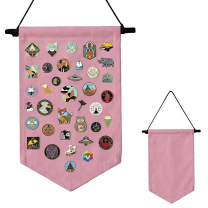 GAZIL Pin Badge Display Organizer, Canvas Brooch Holder Banner for Pin Badges, Rosette & Enamel Pin Storage Case