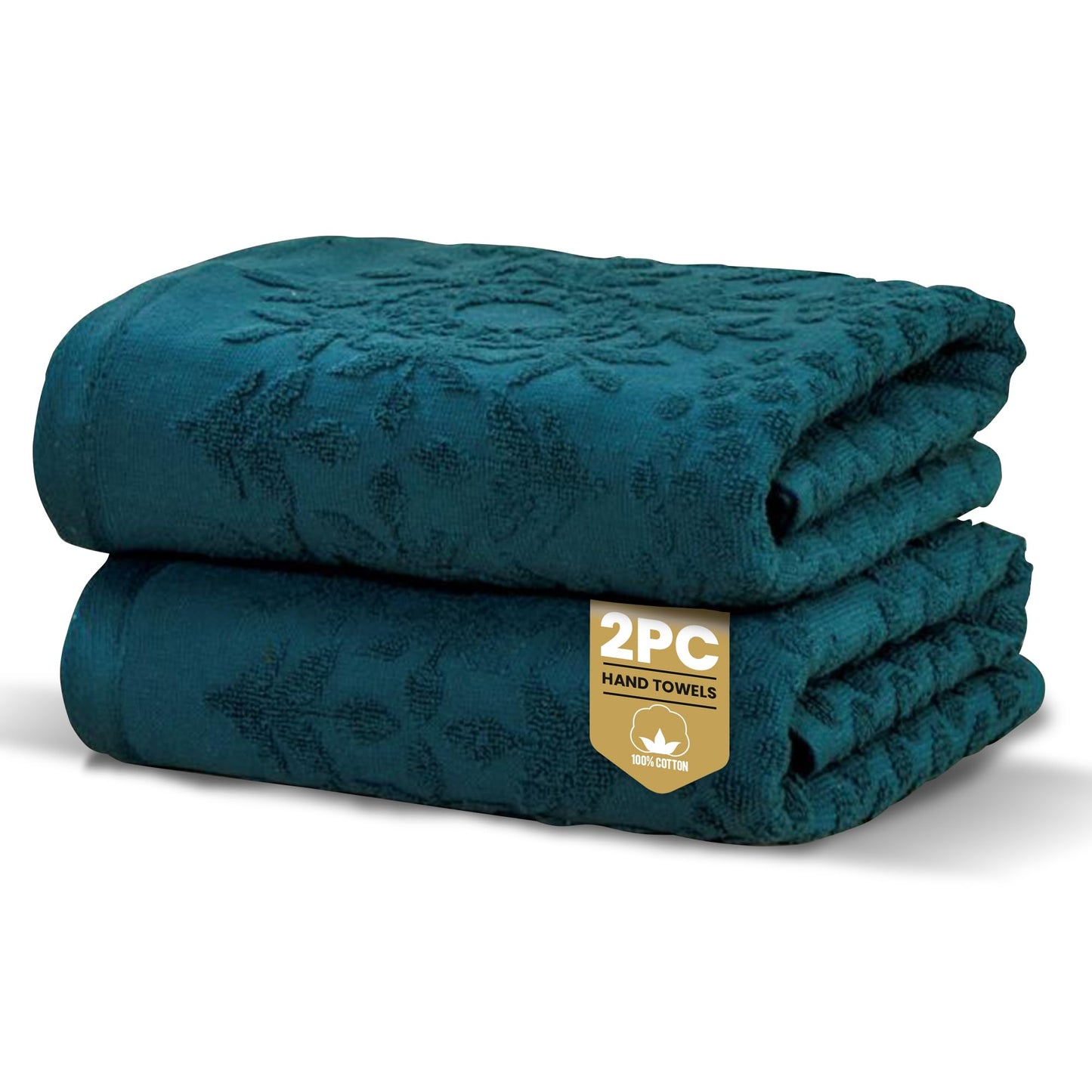 Rapport Home 2-Pack Versailles Jacquard Hand Towels | 50x85cm 100% Cotton 500GSM | Absorbent & Soft Bathroom Towel Set | Oeko-Tex Certified Lagoon