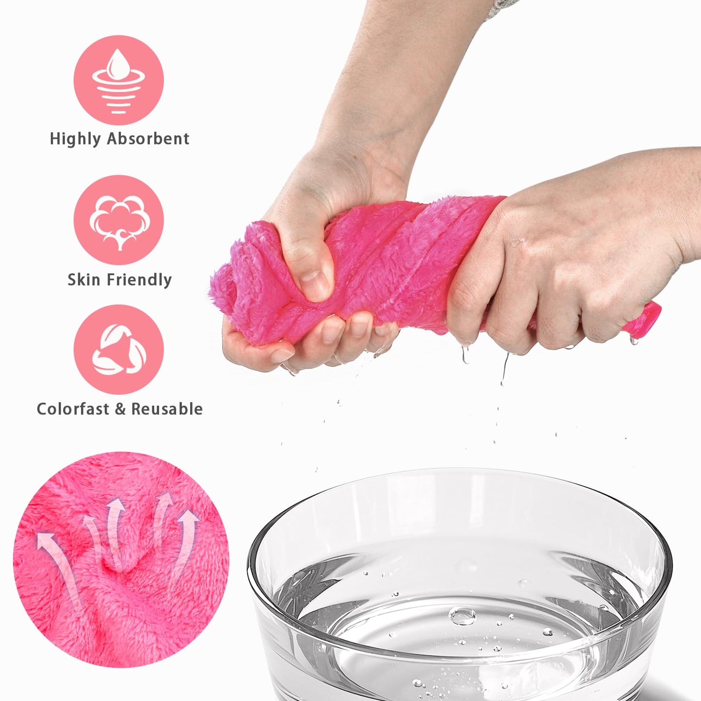 PHOGARY 6 Pack Flannel Face Cloth Wash Mitts, Reusable Makeup Remover Mitt Gloves, Soft Flannel Facial Cleansing Body Bath Mitts Spa Cloth