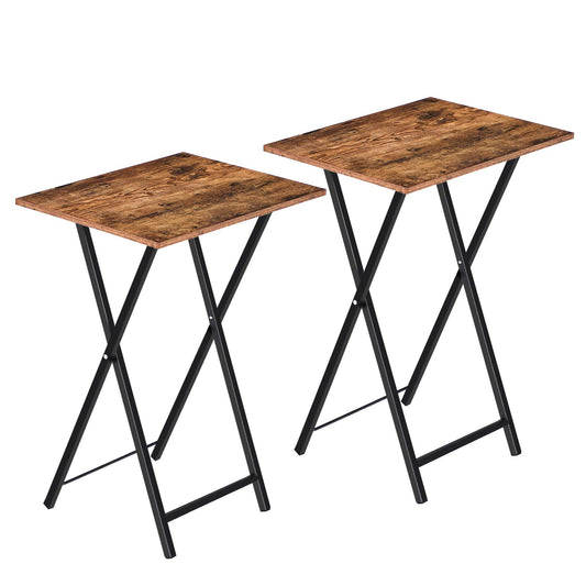 HOOBRO Side Table 2 Set, Folding Tables, TV Tray Table, Snack Table for Eating, Small Sofa End Laptop Drinks Coffee Table for Small Space, Living