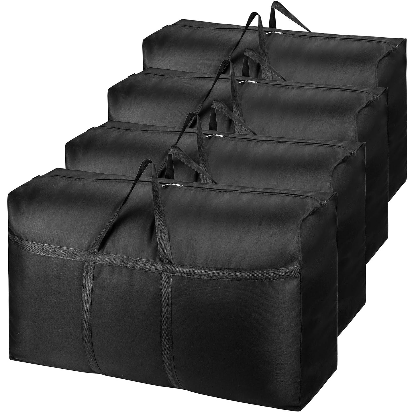 Alowor 4 Pack 180L Extra Large Heavy Duty Storage Boxes with Lids for Moving House Big Clothes Storage Bags Boxes with Zipper Handles Strong 600D