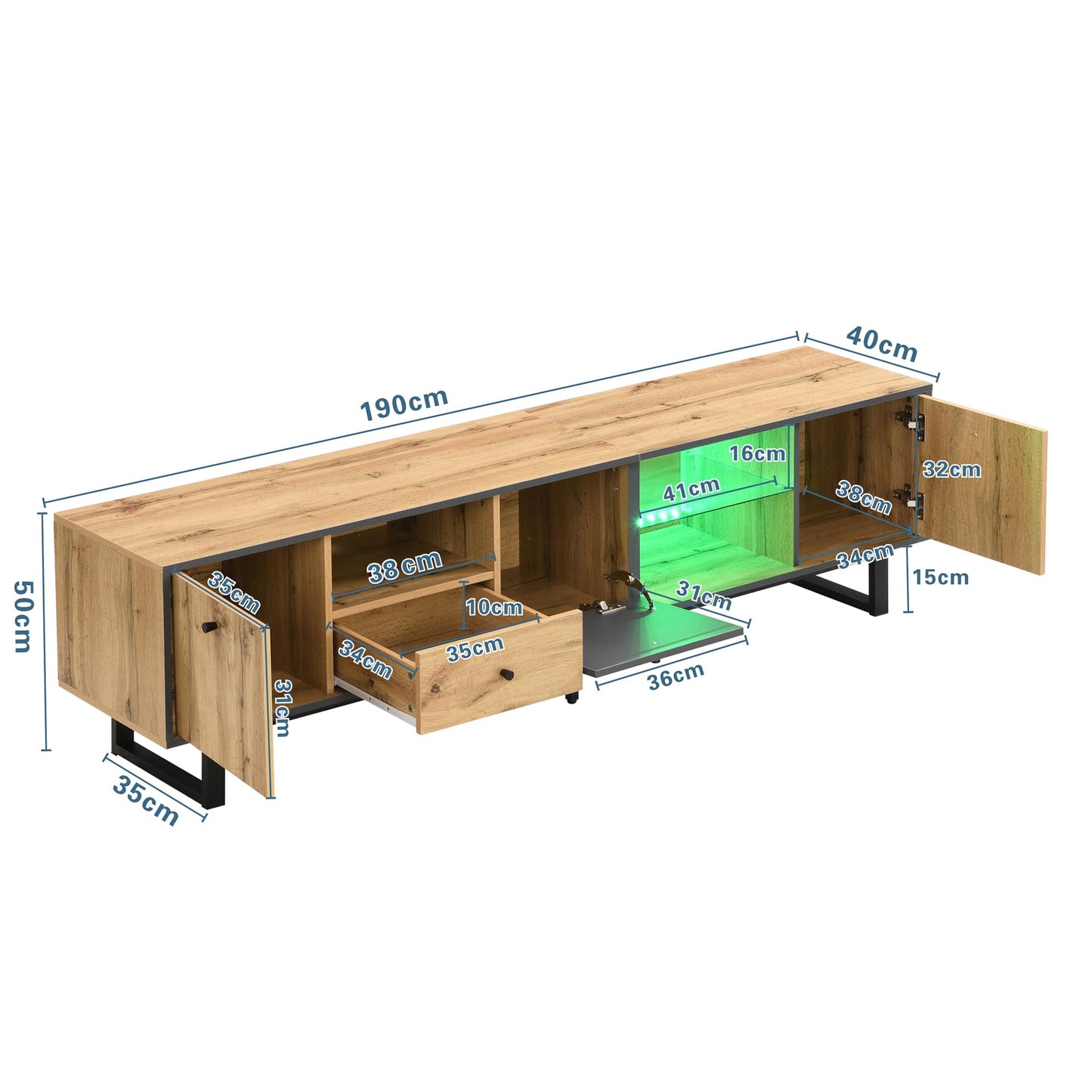 Ball & Cast Wooden TV Stand Cabinet, Media Console Table for up to 75 Inch TVs, TV Unit with 3 Doors and Drawer