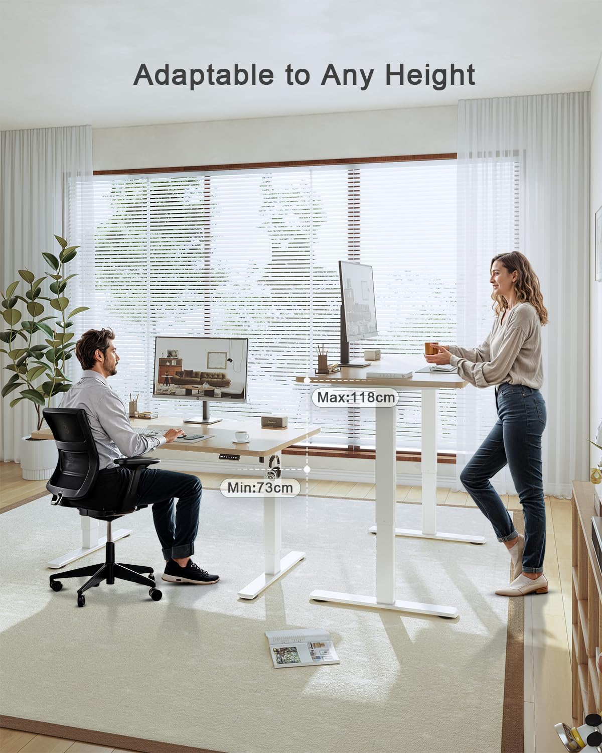 JUMMICO 160x70cm Electric Standing Desk with USB Charging Height Adjustable Desk with Sedentary Reminder Stand Up Desk with Splice Board for Home
