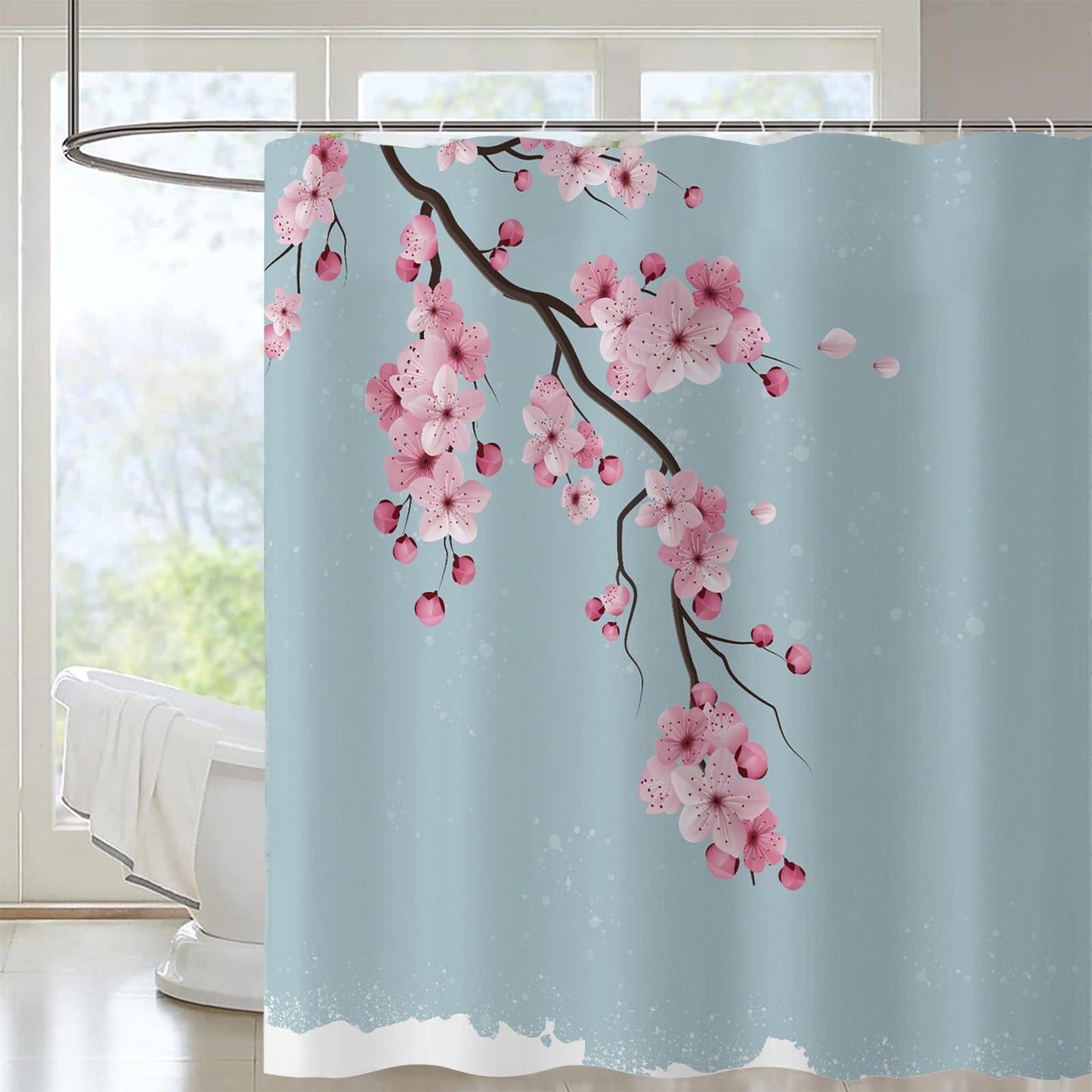 FAIRYGATE Shower Curtains for Bathroom Curtain Garden Floral Flowers Plants Waterproof Mould Proof Resistant Washable Polyester with Hooks Bath Wet
