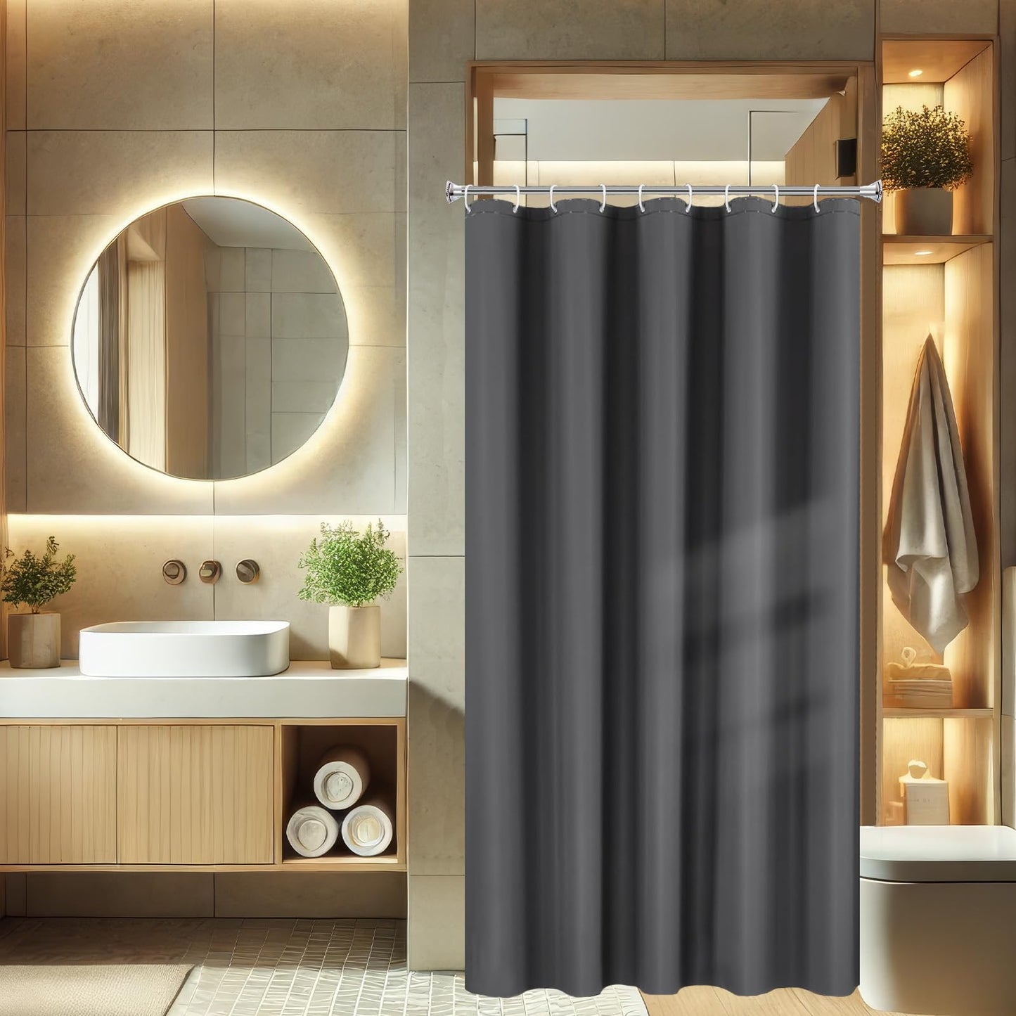 HUIBOHOU Shower Curtain, Mould Proof and Mildew Resistant Washable Bathroom Curtains, Shower Curtain for Bathroom, Bath Curtains with Hooks