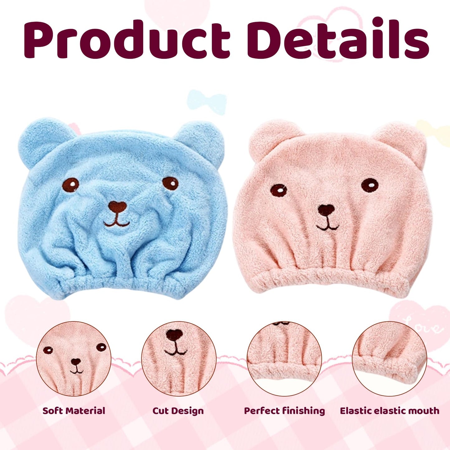 KxrTpx Kids Hair Towel Wrap, 2 Pack Super Absorbent Quick Dry Hair Towel Wraps for Women and Girls