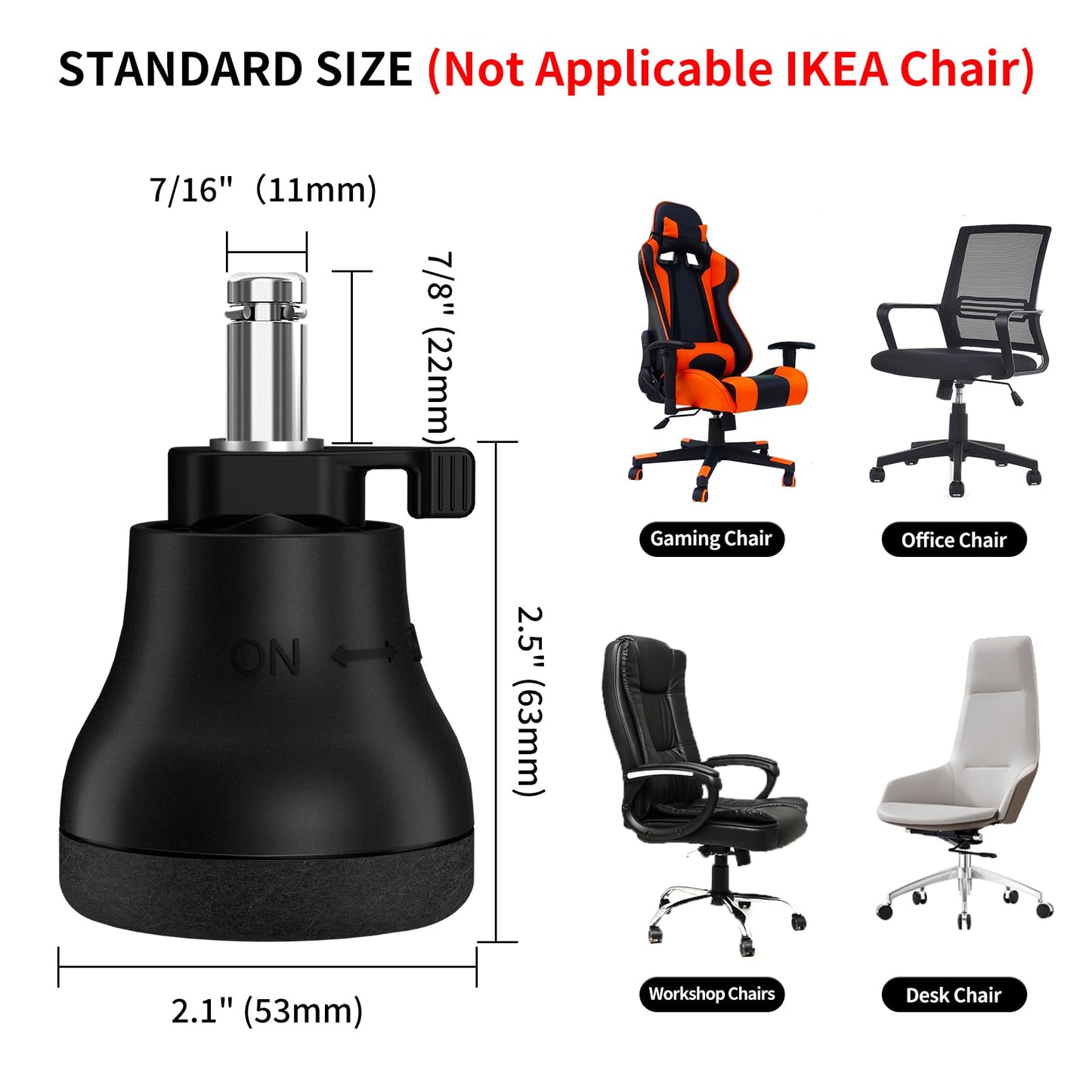 Bell Glides Replacement Office Chair, Fixed Stationary Castors
