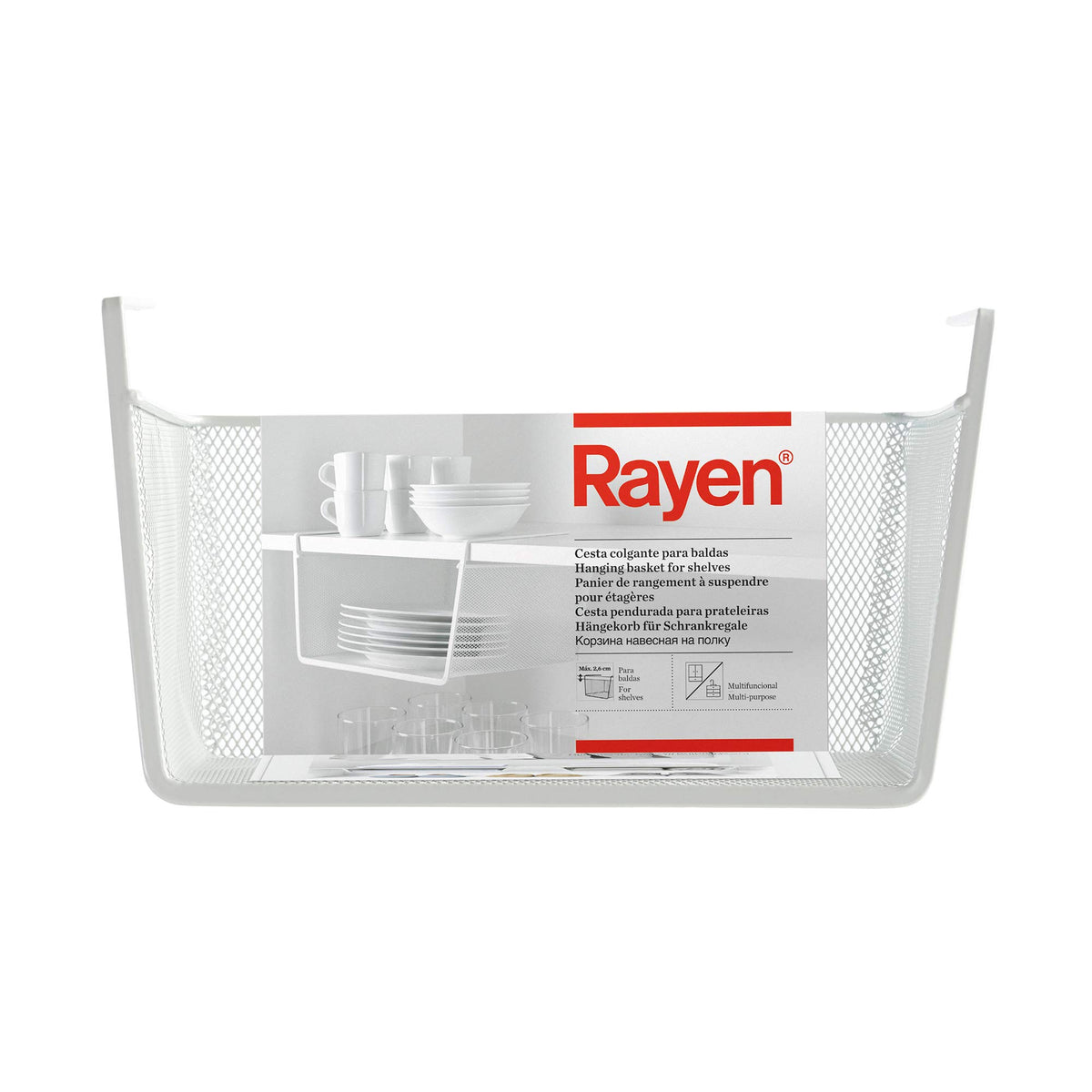 Rayen 2093 Hanging Basket, White, 30 x 15 x 25 cm