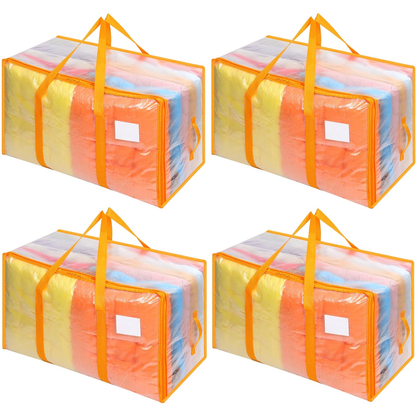 Dntorx 4 Pack 105L Moving Bags Clothes Storage Bags Drom Packing Box, Orange