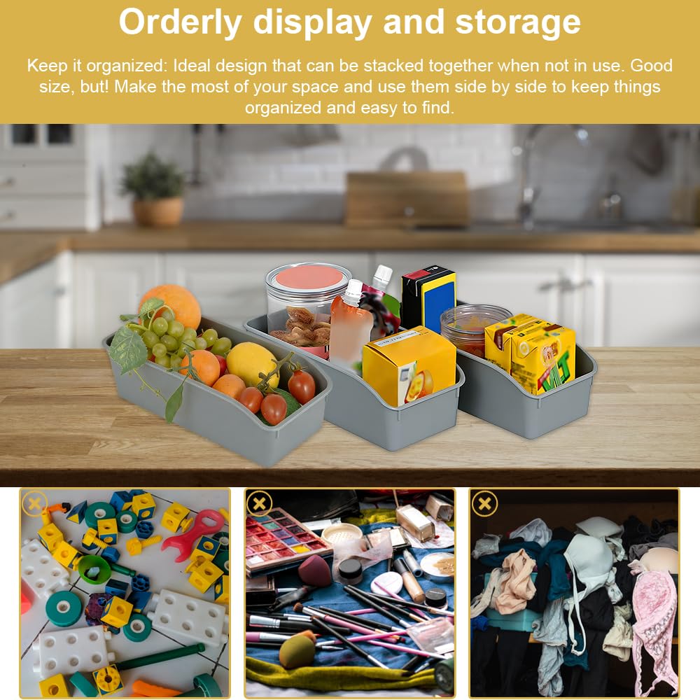 Set of 4 Storage Boxes, Storage Basket, Plastic Organiser Box