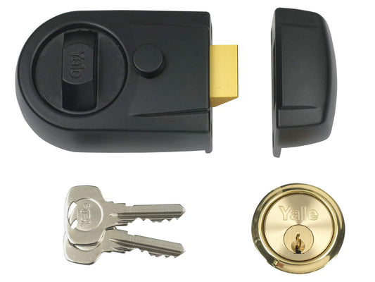 Yale P-Y3-BL-PB-60 - Contemporary Nightlatch - 60mm - Black Finish - Standard Security