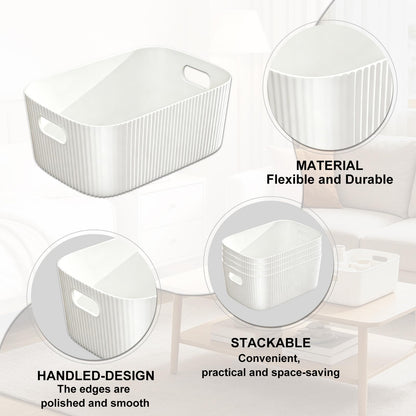 GAOHAN 12PCS Plastic Storage Boxes with Handles,Medium Storage Baskets Set