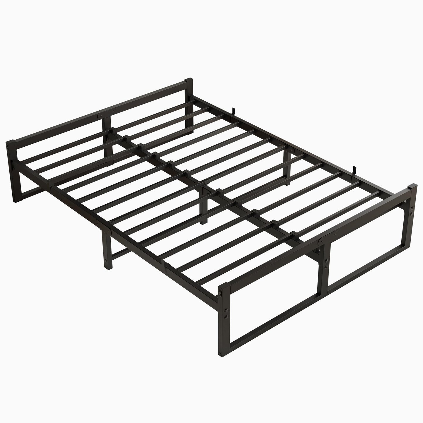 VECOCHO Bed 140 x 200, Bed Frame 140 x 200 cm with Metal Slatted Frame, Black