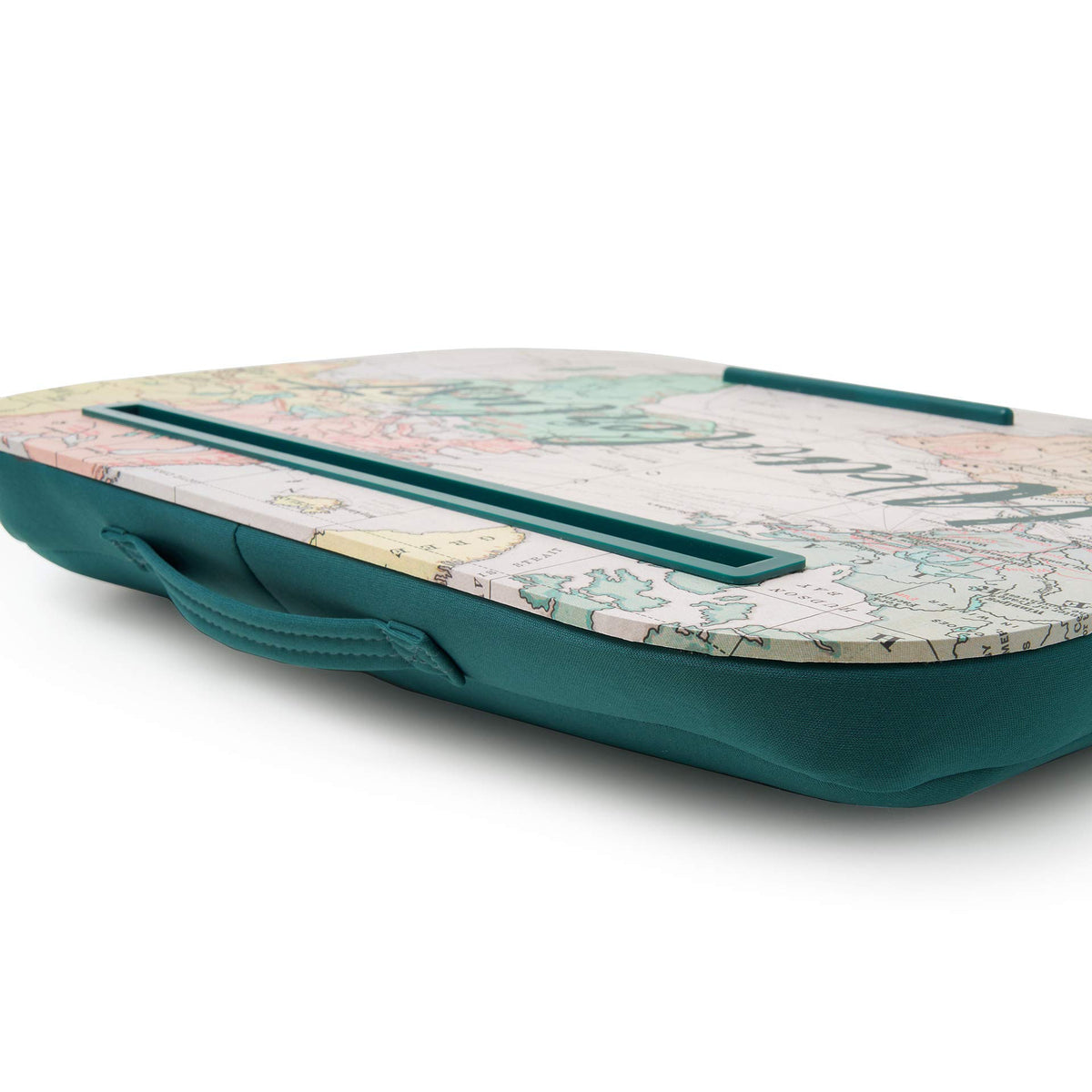 Legami - Laptop Stand, 44 x 33.5 cm, Laptop Tray, Slot Holder for Tablet, Travel Theme, Soft Cushion with Padding, Side Handle