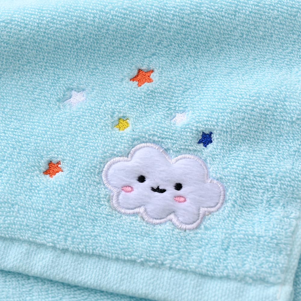 sense gnosis 100% Cotton Cloud Kids Facial Towels, Fingertip Towels for Bathroom Towel Set Star Embroidered Children Towels & Baby Washcloths