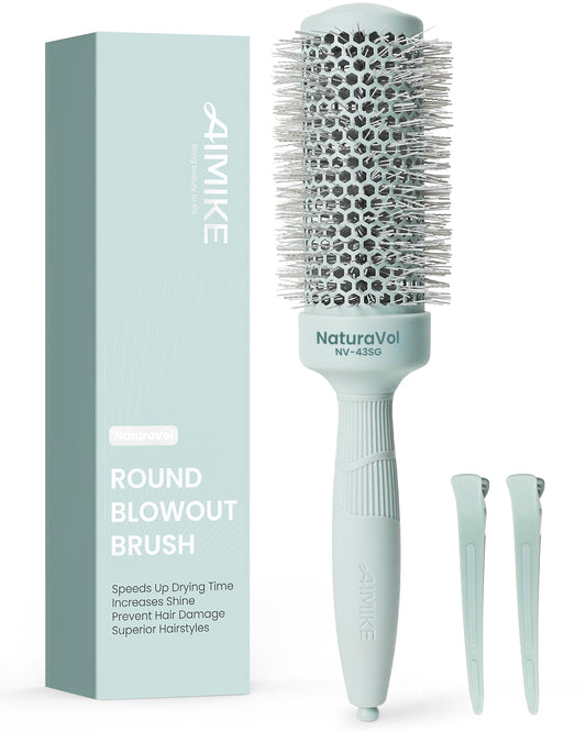 AIMIKE Round Hair Brush, Round Brush w/Nano Thermal Ceramic & Ionic Tech, Blow Dry Hair Brush for Salon-like Styling at Home, Maximum Volume and