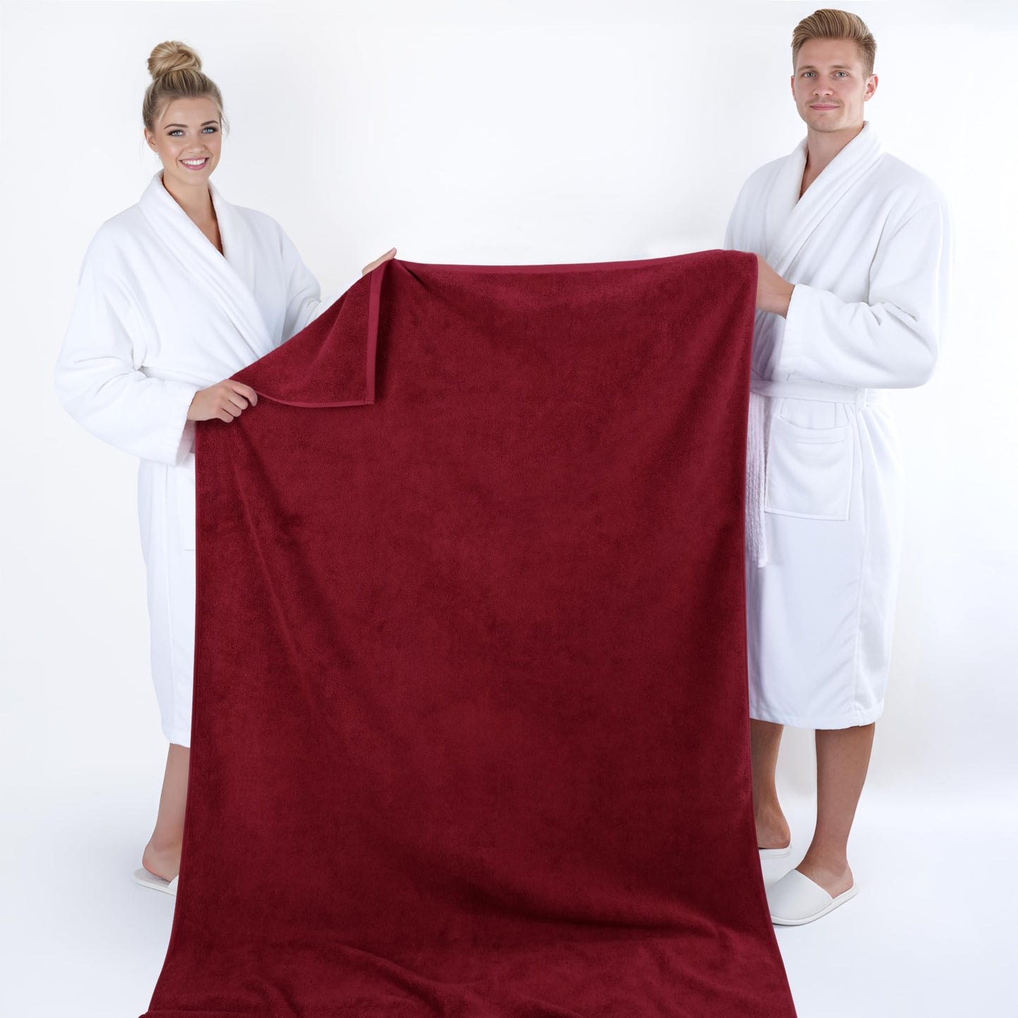 American Soft Linen Oversized Bath Sheet 40x80 Extra Large for Bathroom, 100% Cotton Turkish Jumbo Bathsheet Towels for Adults Bordeaux Red Bath Sheet