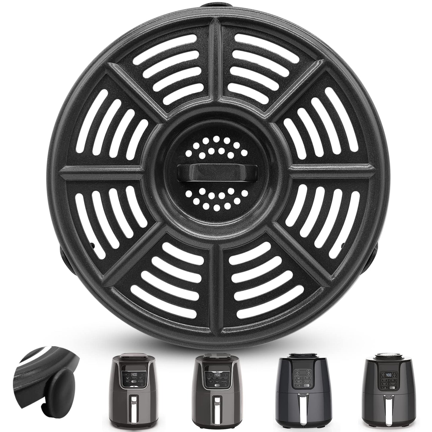 GWYXC Air Fryer Tray for Ninja AF100UK 3.8L 4 in 1 AF160UK 5.2L 6 in 1 AF150 Air Fryers, 8.2 in Round Air Fryer Accessories Grill Pan Rack Grill Plate