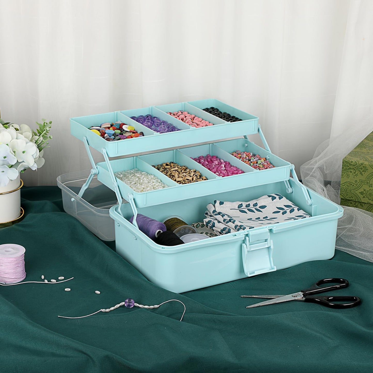 IGNPION 3 Tiers Craft Stackable Storage Box,Plastic Tool Dividing Organiser