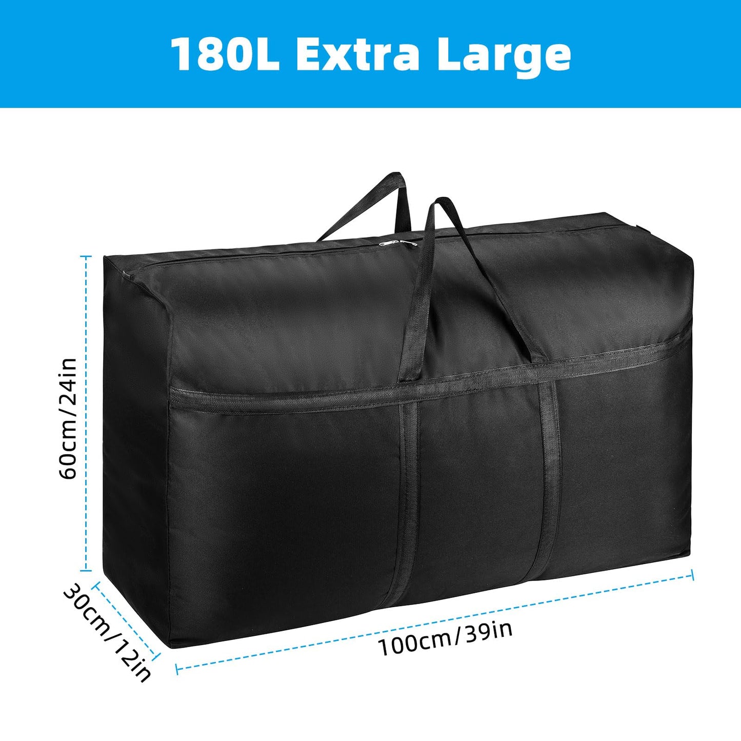 Alowor 4 Pack 180L Extra Large Heavy Duty Storage Boxes with Lids for Moving House Big Clothes Storage Bags Boxes with Zipper Handles Strong 600D