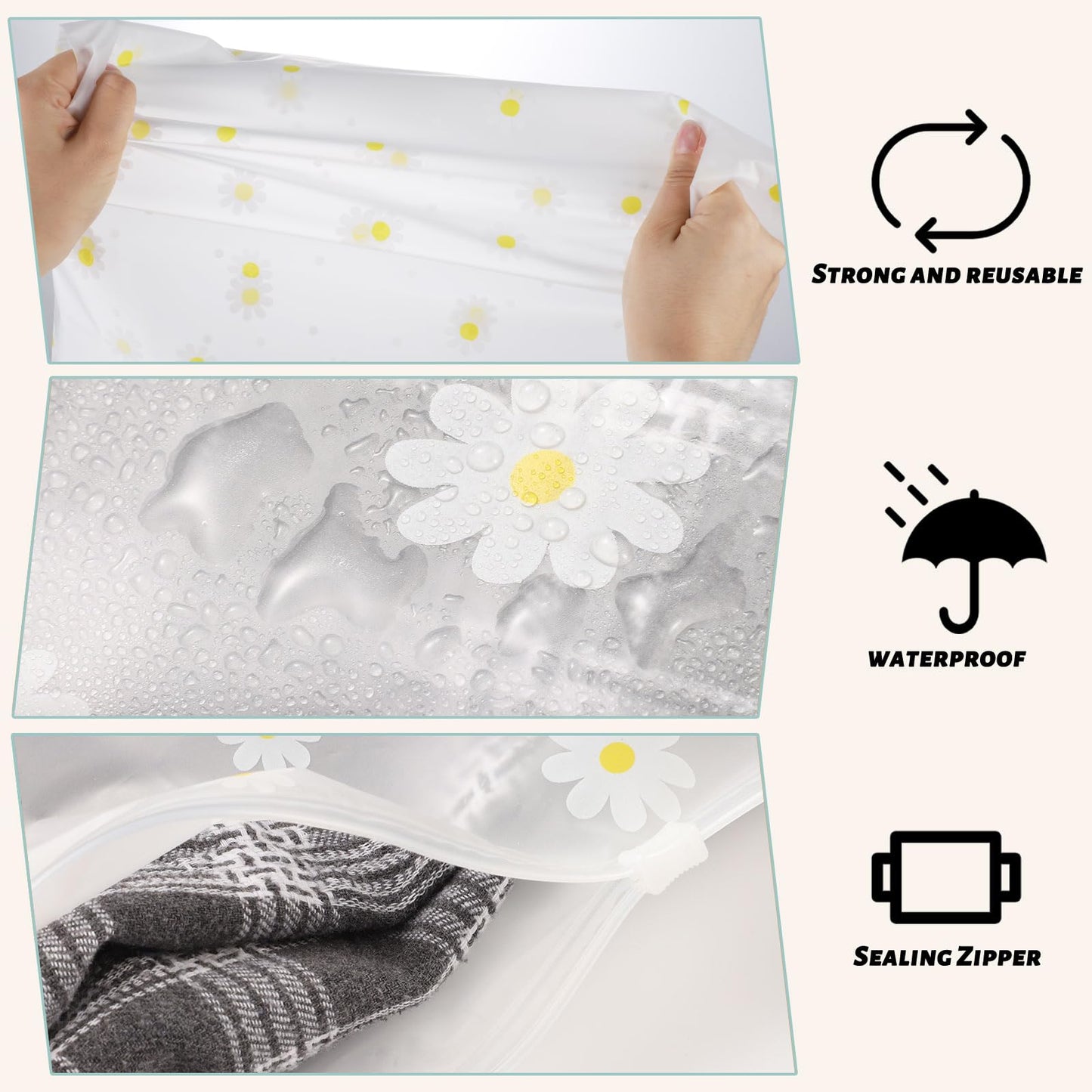 25 Pcs Reusable Ziplock Storage Bags 40 x 50 cm Travel Bags