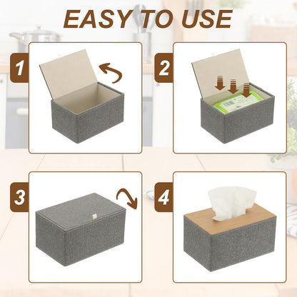 sourcing map Tissue Box Cover, Rectangle Modern Tissue Box Holder with Magnetic Closure for Living Room Bedroom Office Hotel Desk