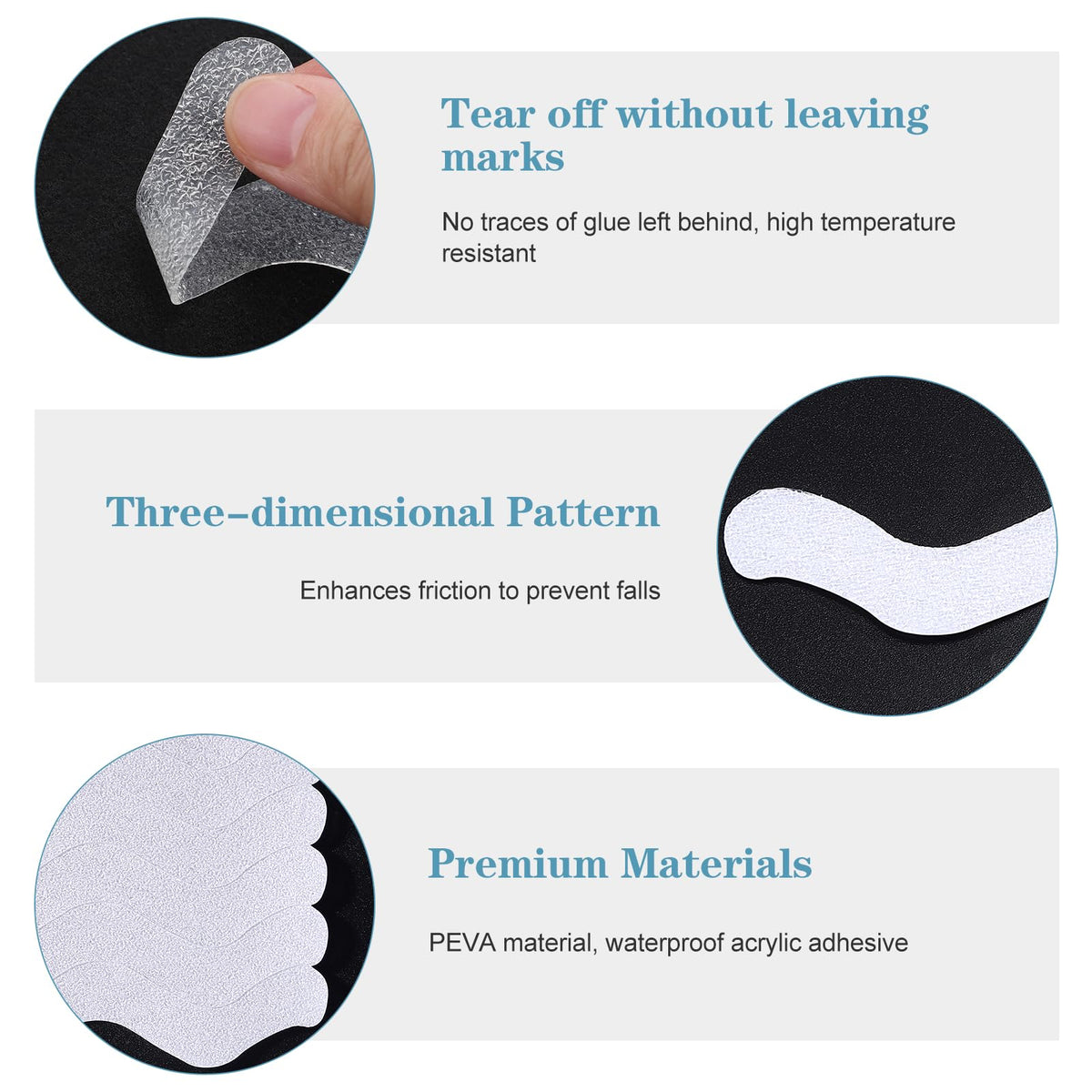 Mynoozi 36PCS Non-Slip Strip Stickers for Bath and Shower, Wave Anti-Slip Strip with Scraper, Non Slip Bathtub Stickers for Stairs, Shower Room