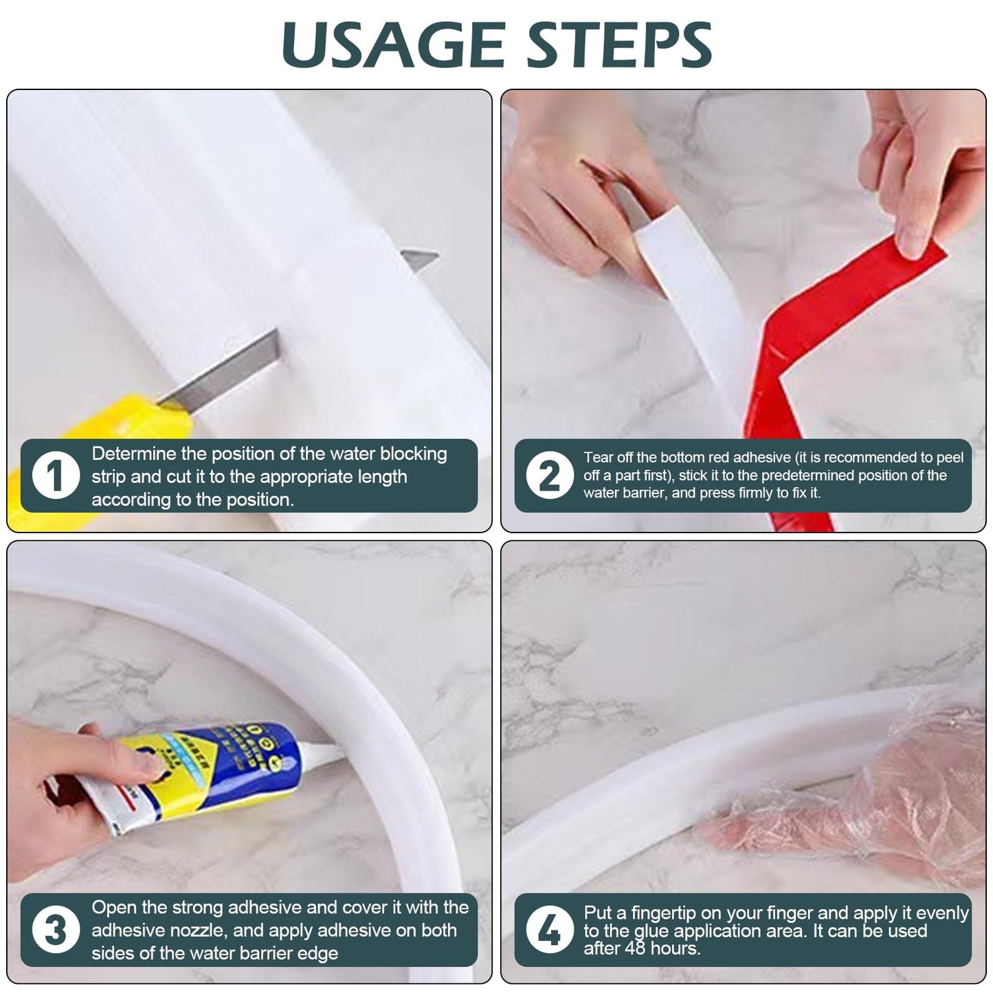 Wet Room Floor Water Barrier, Shower Threshold Water Splash Guard,TPE Shower Door Water Dam, Shower Threshold Water Retaining Strip