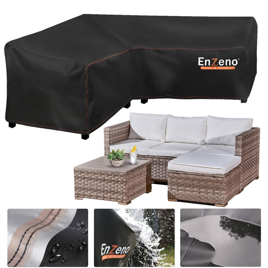 Enzeno V-Shape Garden Furniture Covers waterproof, 420D Oxford Fabric corner outdoor sofa cover, Garden Rattan Sofa Cover with Waterproof Tape