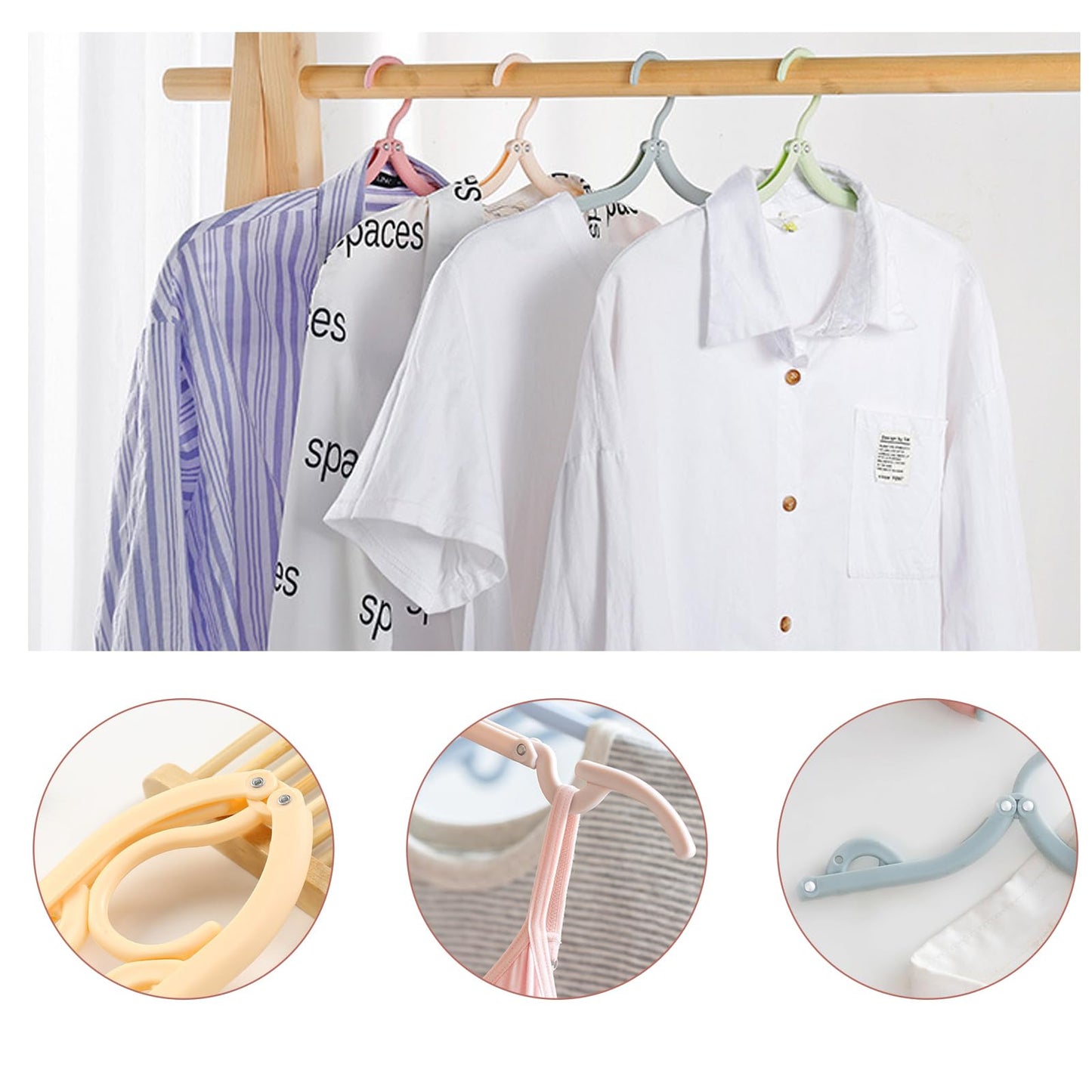 Uwiyo Travel Hangers, 20 Pcs Folding Clothes Hangers Portable Plastic Clothes Coats Hangers for Home Travel Holiday Camping Outdoor Camping