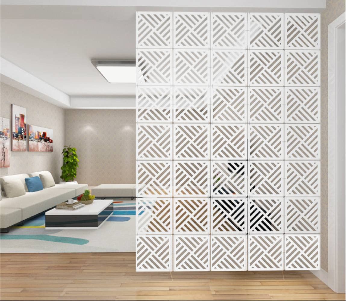 12Pcs/Set White Hanging Room Divider Screens DIY Panel Screens Partition Wall Dividers Room Decorative With All Accessories 29 x 29 cm (M3)