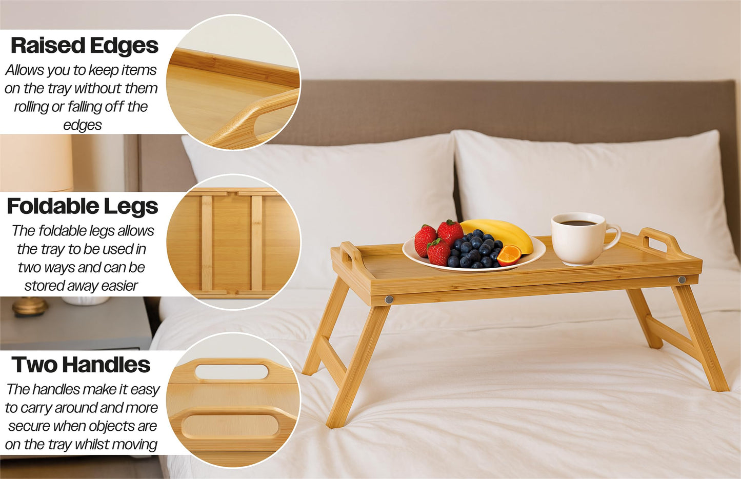 Aidapt Wooden Lap Tray Table with Folding Legs.Homework,Crafts,Reading,Laptop Table.Easy to Store, Lightweight,Use in Bed or on Sofa
