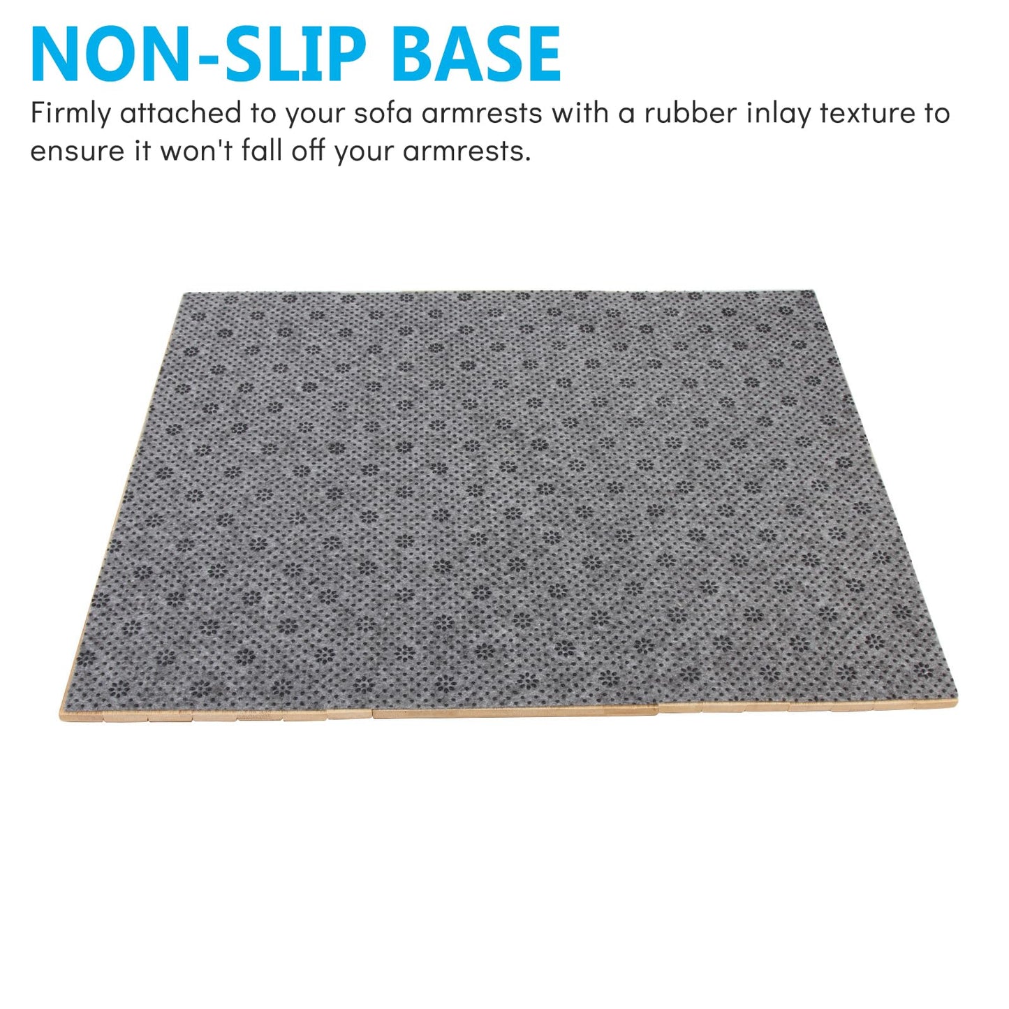 Bamboo Sofa Arm Tray Table - Anti-Slip Foldable Couch Sofa Armrest Tray, Removable Large Couch Cup Holder for Drinks Cup Cellphone Remote Snacks