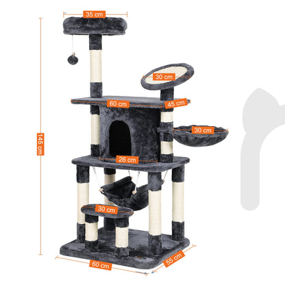 FEANDREA Cat Tree Multi-level Cat Play House Sisal Scratching Pad and Posts PCT25G